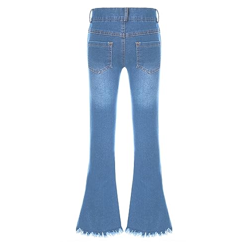 YiZYiF Kids Girls Fashion Bootcut Stretchy Flare Denim Pants Ripped Bell Bottom Jeans Casual Trousers3
