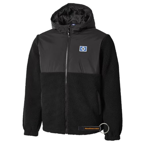 Hamburger SV HSV Fleecejacke Pars Offizieller Fanartikel Schwarze Jacke mit HSV-Raute Kapuze und Reißverschlusstaschen (DE/NL/SE/PL Alphanumerisch 3XL Regular Regular Schwarz - Pars)