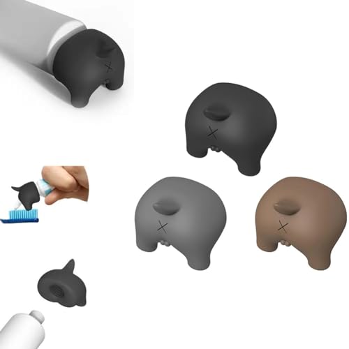3 PCS Pooping Dog Toothpaste Topper Funny Toothpaste Squeezer Dispenser Reusable Self Closing Toothpaste Cap Safe Silicone Toothpaste Cover Creative Toothpaste Dispenser Toothpaste Accessory