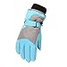 Produktbild Amuse-MIUMIU Kinder Winter Snow Skihandschuhe Jungen Mädchen Wasserdicht Fleece Fahrradhandschuhe Sport Winddicht Snowboard Skifahren Radfahren Handschuhe 7-16 Jahre (Light Blue, 11-16 Jahre )