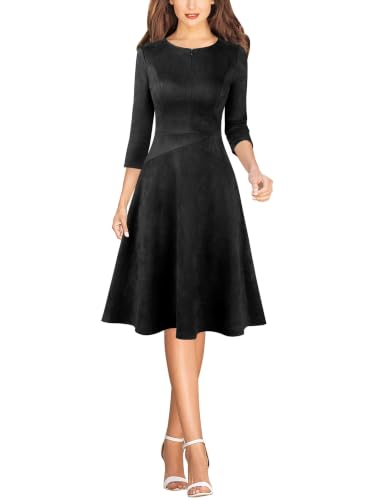 Image of VFSHOW Womens Work Business Office Front Zipper Slim Church A-Line Dress