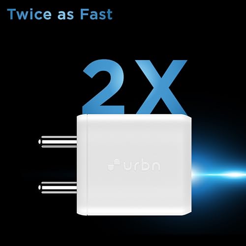 Image of URBN 25W Dual USB Type-C Travel Adaptor with GaN Technology for Google Pixel, Xiaomi, Motorola, iPhone, Samsung Galaxy Tab S /A Series, Galaxy S10 /M54 /M55 /A80 /A90 /S25 /S24 (White)