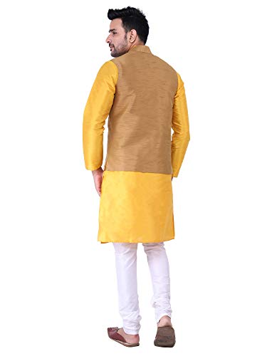 Image of Sadree Silk Men's Kurta Pajama Waistcoat or Nehru Jacket Set