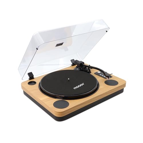 MOOOV 477361 Platine Vinyle Bluetooth avec Couvercle de Protection, Haut-parleurs Intégrés, Tourne...