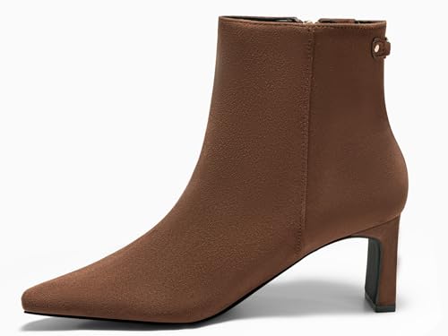 Image of Coutgo Womens Ankle Boots Chunky Heel Closed Toe Booties Side Zipper Winter Dress Shoes