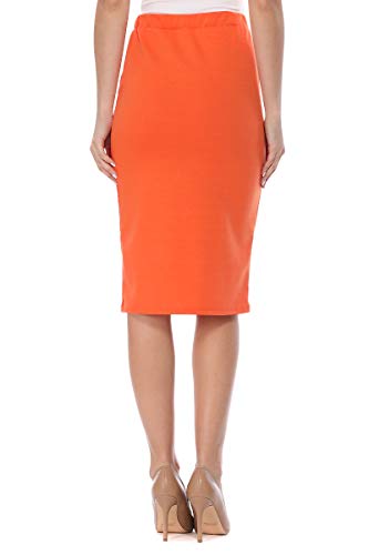 Women's Casual Elastic Band High Waist Stretch Office Work Solid Midi Skirt Made in USA3