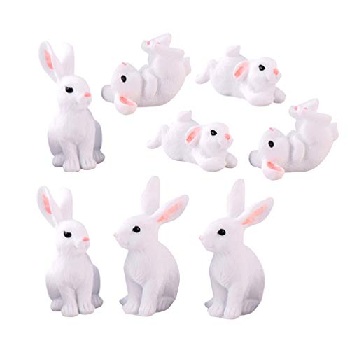 STOBOK 8Pcs Miniatura Figuras De Coelho Coelhinho Da Páscoa Coelho De Fadas Jardim Ornamentos Micro