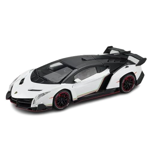 Image of Diecast Car for Lambo Veneno Model Car 1 /24 Scale Sports Toy Vehicle Door Can be Opened Toy Car Front Wheel Steerable (White)