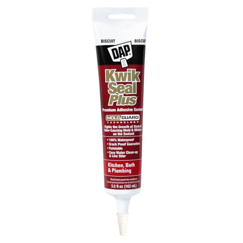 DAP Kwik Seal Plus Kitchen & Bath Adhesive Sealant, Biscuit, 5.5 Oz (7079818539)
