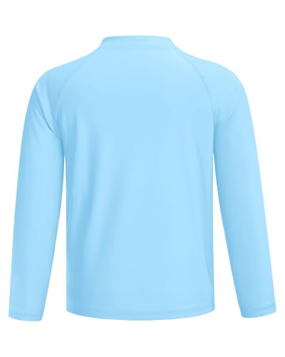Image of Runhit Boys UPF 50+ Rash Guard Long Sleeve Zip Up 2T to Youth UV Sun Protection Shirt for Beach Surf Fish Quick Dry