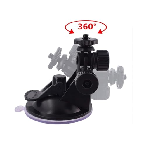 Image of PHOTOMAX Solutions Car Windshield Suction Cup Mount with 1 /4 inch Tripod Screw Super Clamp for DSLR Camera (Universal Mini Camera Suction Mount)