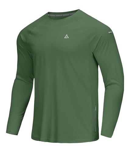 قمصان سباحة للرجال من يوفي للحماية من الطفح الجلدي بعامل حماية من الاشعة فوق البنفسجية 50+ باكمام طويلة وقصيرة للحماية من اشعة الشمس فوق البنفسجية، تي شيرت صيفي لصيد الاسماك والمشي لمسافات طويلة، اخضر