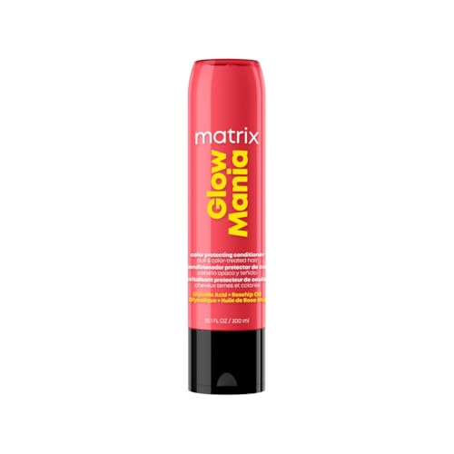 Matrix Glow Mania Colour Protecting Conditioner, Enhances Shine and Vibrancy with Glycolic Acid and Rosehip Oil, 300ml, For Dull and Colour-Treated Hair