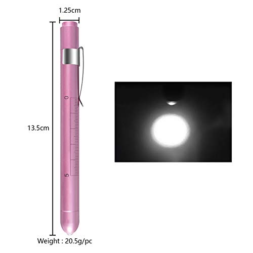 ALMOCN Pen Light,Nurse Medical Reusable LED Penlight White Light with Pupil Gauge and Ruler (Rose Gold)