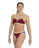 ARENA Damen Ikone Zweiteiliger Badeanzug, Mehrfarbig (Burgundy/Neon Blue/Butter), 38
