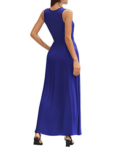 Image of LILBETTER Women Sleeveless Deep V Neck Loose Plain Long Maxi Casual Dress