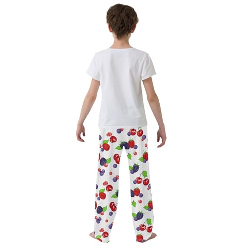 Blueberry Strawberry Boys Long Pants Soft Trousers Elastic Waist Kids Lounge Bottoms with Pockets S-XL3