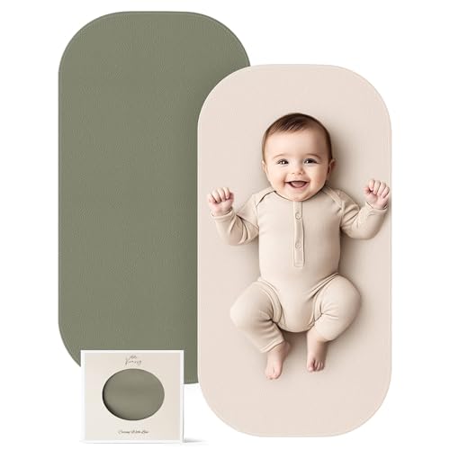 Image of Konssy Faux Leather Baby Changing Mat, Waterproof, Wipeable & Portable Diaper Changing Pad for Travel or Home, Fits Perfectly in Diaper Bag, 30 x 17 inches (Fog Green,Beige)