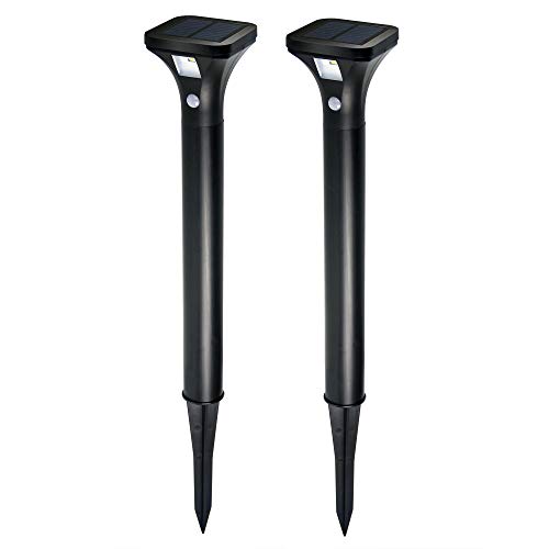 AURAXY LED Motion Sensor Pathway Lights Solar Powered,Solar Motion Sensor Pathway Lights Outdoor Waterproof and Solar Walkway Lights Outdoor, Backyard, Garden, Driveway , Warm White(2 Pack)