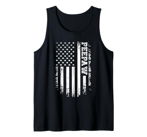 Mens Vintage Peepaw American Flag 4th of July USA Retro Pee-Paw Tank Top