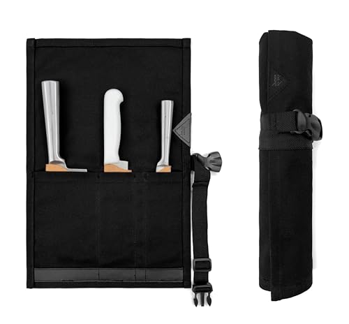 Knife Roll Apron Heavy Duty Canvas Leather Support Black | Heavy Duty Canvas Leather Support Folds into a Knife Roll Pro Chef BBQ Butcher Bartender Tool product thumbnail 12