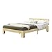 Produktbild [en.casa] Holzbett Nivala mit Kopfteil und Lattenrost 160x200 cm Bettgestell bis 200 kg Doppelbett Ehebett Bettrahmen Kiefernholz Natur Holz
