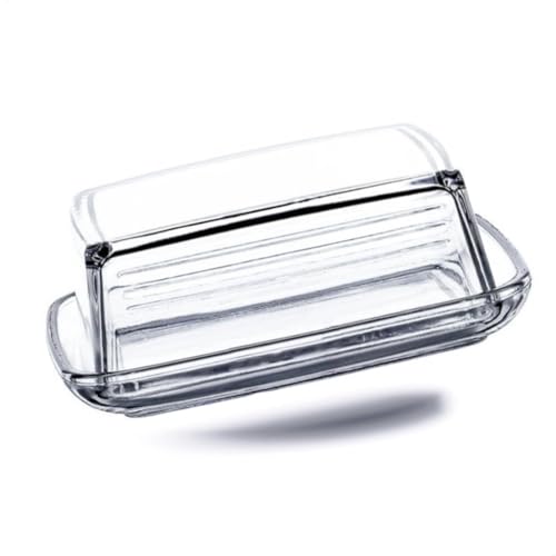 Kerafactum Butterdose aus Glas hochwertige klassische Dose Butterschale Butterbox mit Deckel Butterglocke für beste Butter Käse transparent rechteckig Aromadeckel Butterbehälter spülmaschinenfest
