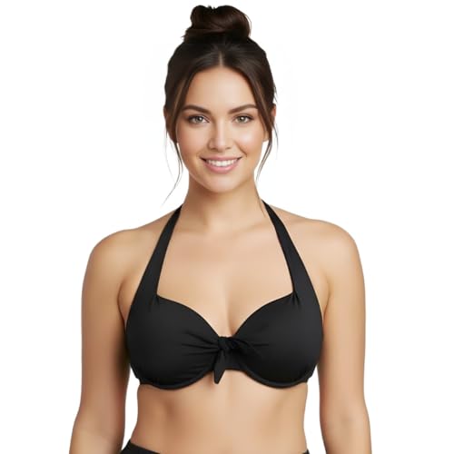 Top Biquíni Reforçado Meia Taça Avulso Roupa De Banho Praia (BR, Alfa, M, Regular, M, Preto)