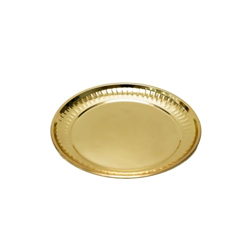Image of PrettyKrafts Pooja Thali Big Size | 8.2 inch Brass Plate for Puja | Golden Thali for Pooja Plate | Puja Ki Thali | Elegant Pooja Thali Brass for Home & Festivals