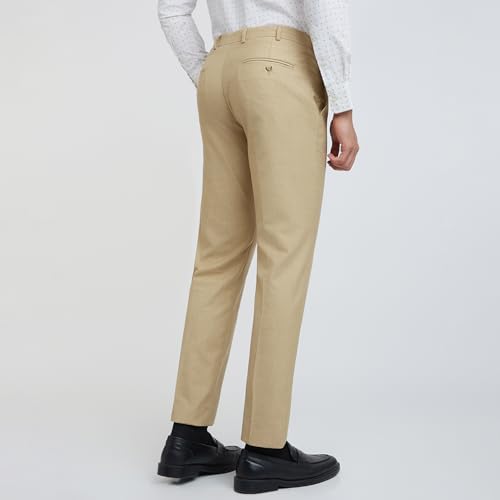 Image of Park Avenue Men's Polyester Blend Structure Pattern Smart Fit Flat Front Formal Trouser