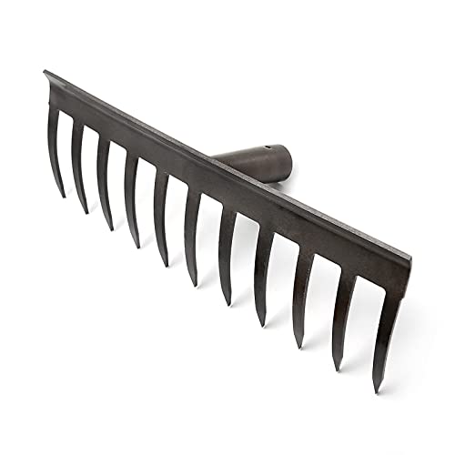 VIKKSAER Rake Head Replacement, 11-Tines Heavy Duty Metal Rakes for Lawns, Rake Head Only Without Handle for DIY Gardening Tool