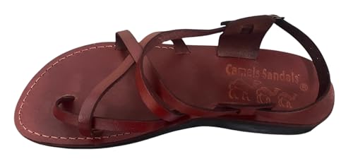 LION OF JUDAH MARKET Biblical Jesus Unisex Adults Genuine Leather Jesus Black Brown Sandals Style 33