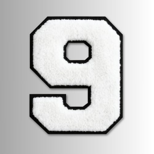 Patch de número universitário de chenille branco de 4,5 polegadas (4-1/5.1 cm), grande ferro no número '22.9 cm para jaquetas Letterman, moletons com capuz, mochilas, coletes e conserto de roupas