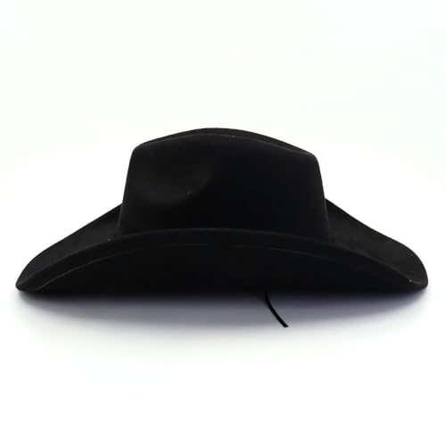 Image of Western Cowboy Hat for Women Men Wide Brim Cowboy Hat for Women with Woven Buckle Belt Suede Classic Fedora Hats