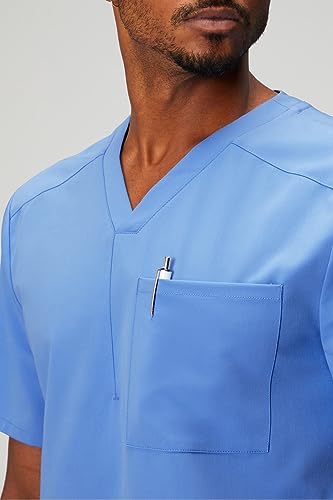 Image of Fabletics Men's Helix 1-Pocket Scrub Top - MotionTech, Wrinkle-Resist, Chest Pocket, Anti-Shrink, Semi-Slim Fit
