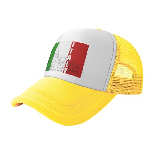Roman Colosseum Italian Flag Trucker Hat Snapback Mesh Baseball Cap Unisex