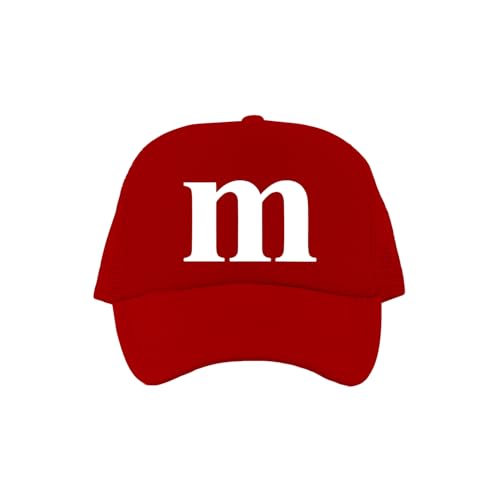 Veracco Halloween Costume Baseball Cap Letter M Design Mesh Back Adjustable Snapback (Red Large)
