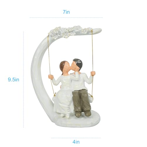 Figura de pareja romántica en columpio de resina miniatura 5