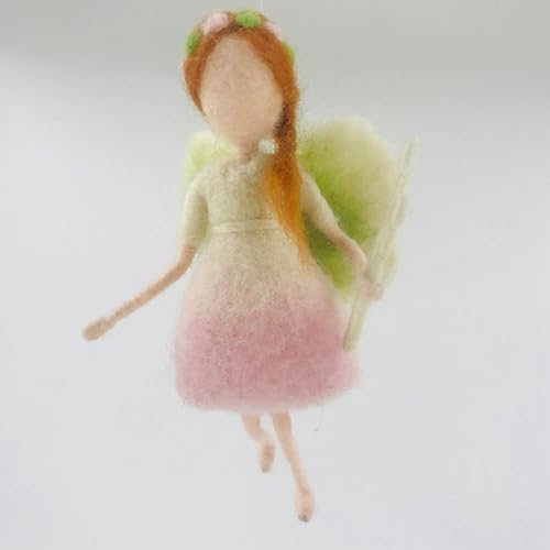 Image of White and Green Wing Elves Needle Felting Kits Friendly Instruction DIY Craft Kit for Beginners