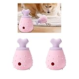 whitesleigh Food Grade Silicone Dog Chew Toy Durable Bite Resistant Teeth Cleaning IQ Training Outdoor Interactive Treat Dispensing Toy(Pink(2pcs))