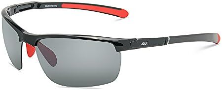 JOJEN Polarized Sports Sunglasses for Women Men Running Golf Fishing Cycling Driving 100% UV Protection Sun Glasses JE001(Black Frame Grey REVO Lens 02)