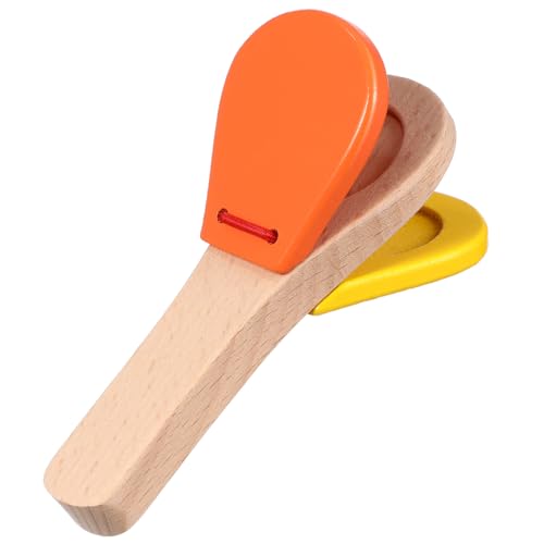 Toyvian Wooden Hand Clapper Instrument, Handheld Musical Castanet for Rhythm Training Coordination Percussion Sound Maker for Sessions and Studio Use (Random Color)