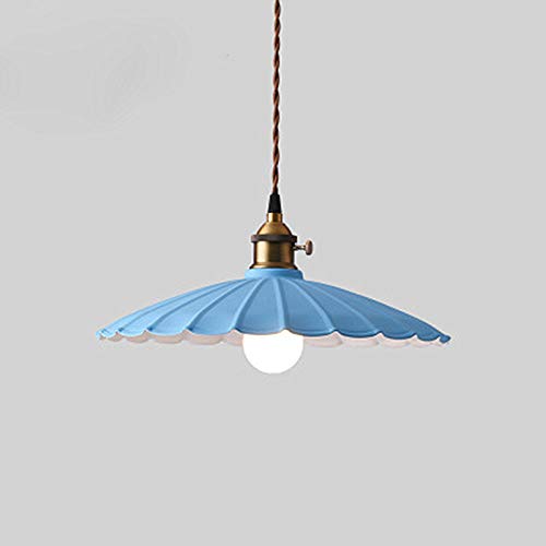 Suspension festonnée bleue en métal avec câble ajustable de 3m pour îlot et cuisine