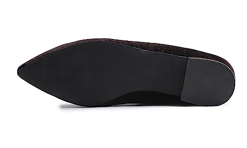 Image of FEVERSOLE Women's Loafer Flat Pointed Deco Low Heel Fashion Slip On Dress Driving Office Shoes