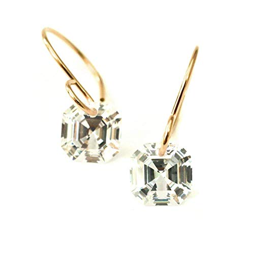 Asscher Cut Cubic Zirconia Earrings 14/20 Rose Gold-Filled V2 #TOP3
