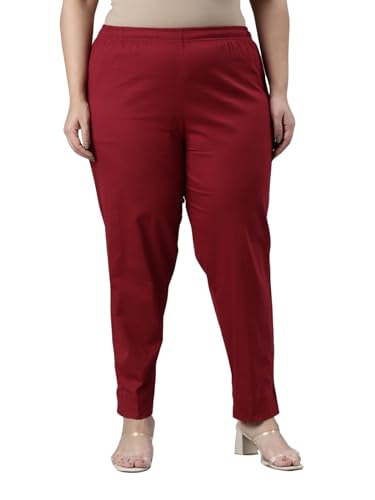Image of GO COLORS Solid Soft Cotton Printed Pencil Pant for Women | Breathable, Side Pocket