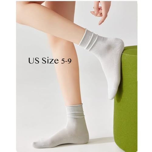Linen Cotton Crew Socks, Women Thin Sheer, Girls Cute Preppy, Seamless, Odor-Resistant Mesh Breathable, All Day Fresh3