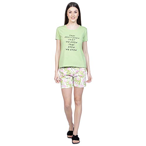 Image of Club A9 Women Cotton Regular Fit T-Shirt and Shorts Night Suit | Two Piece Set