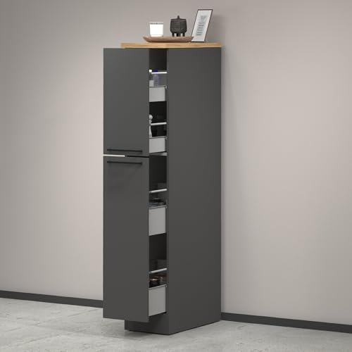 Dmora - Buffet de Cuisine Quintino, Armoire Polyvalente, Meuble de kitchenette, Support réfrigérateur Multifonctionnel, 100% Made in Italy, 30x60h165 cm,...