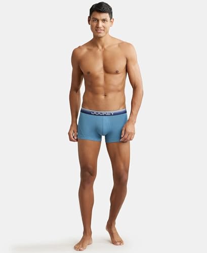 Image of Jockey US20 Men's Super Combed Cotton Elastane Stretch Solid Trunk with Ultrasoft Waistband